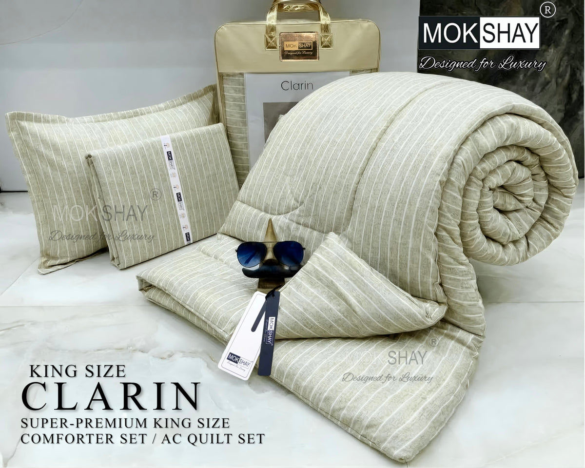 CLARIN • SUPER-PREMIUM KING SIZE CHECK AND FLORAL SERIES   4PIECE COMFORTER SET