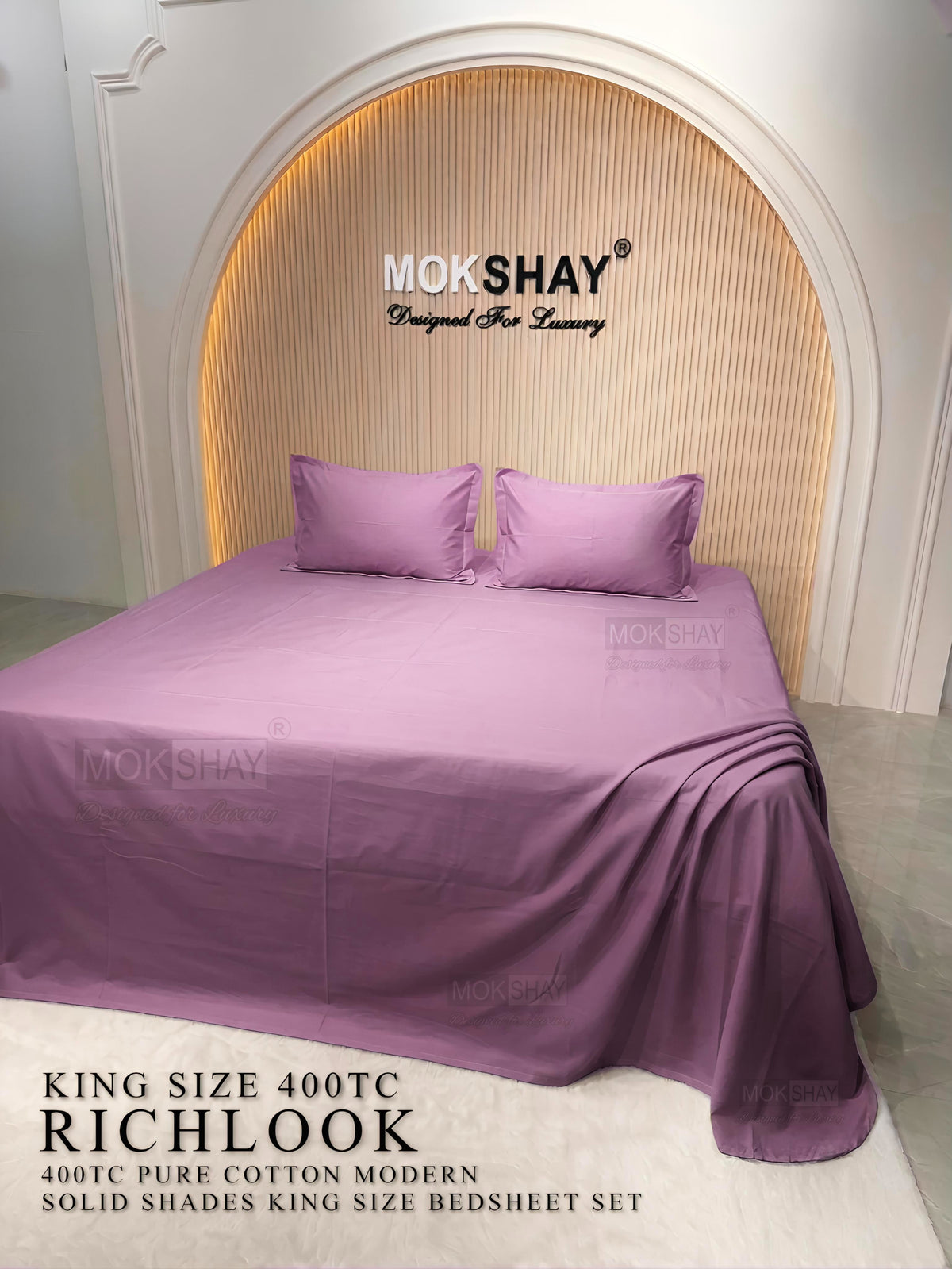 RICHLOOK 400TC KING • PREMIUM EGYPTIAN PURE COTTON 400TC SOLID TONE KING BEDSPREAD