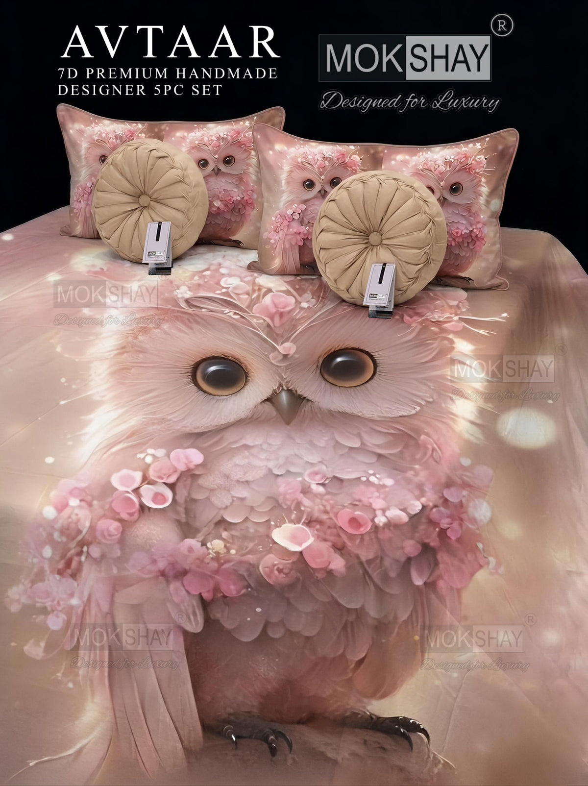 AVTAAR PREMIUM 7D PRINTS DESIGNER HANDMADE 5PIECE BEDDING SET { 1+2+2 }