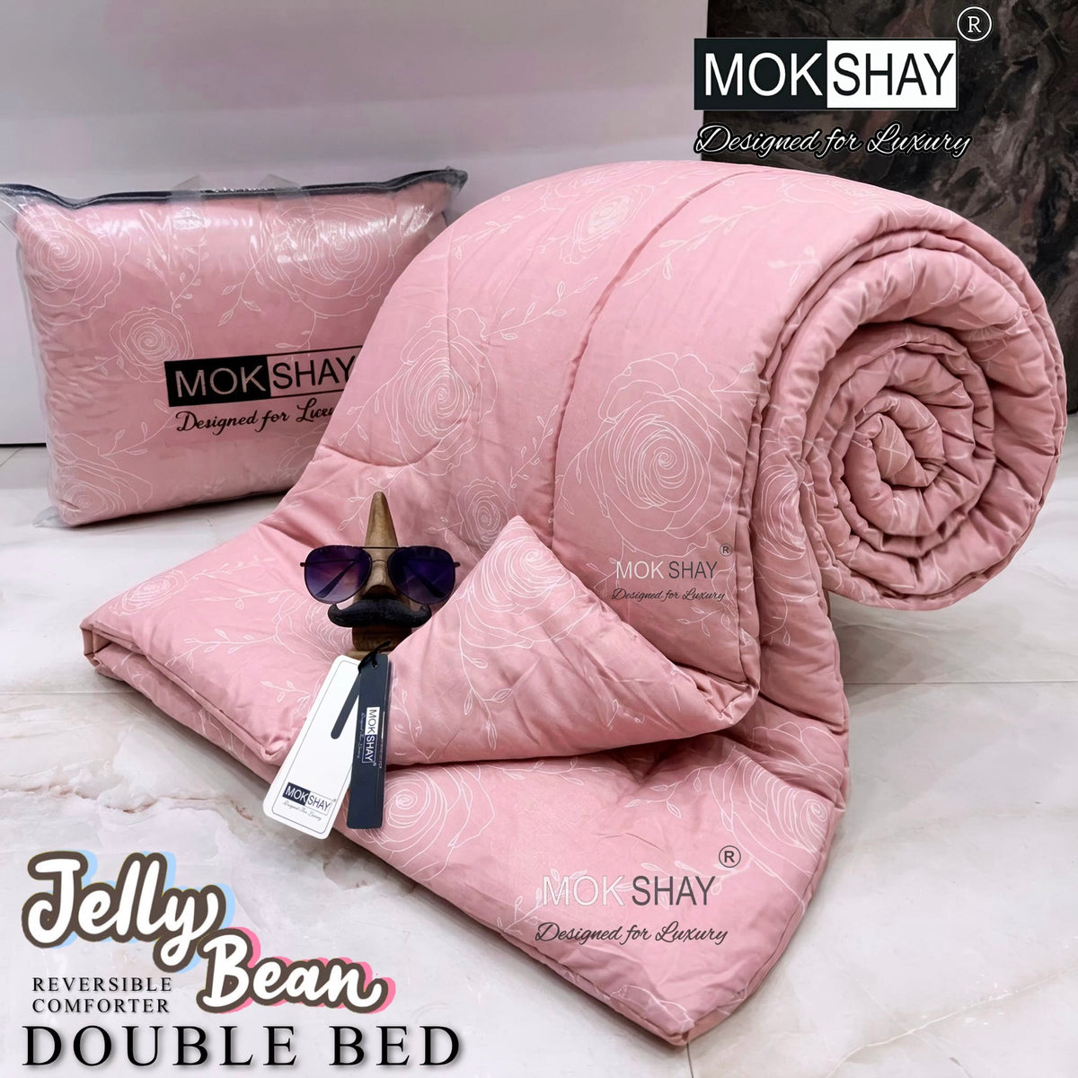 JELLYBEAN • PREMIUM DOUBLE BED REVERSIBLE PURE FIBRE FILLED COMFORTER
