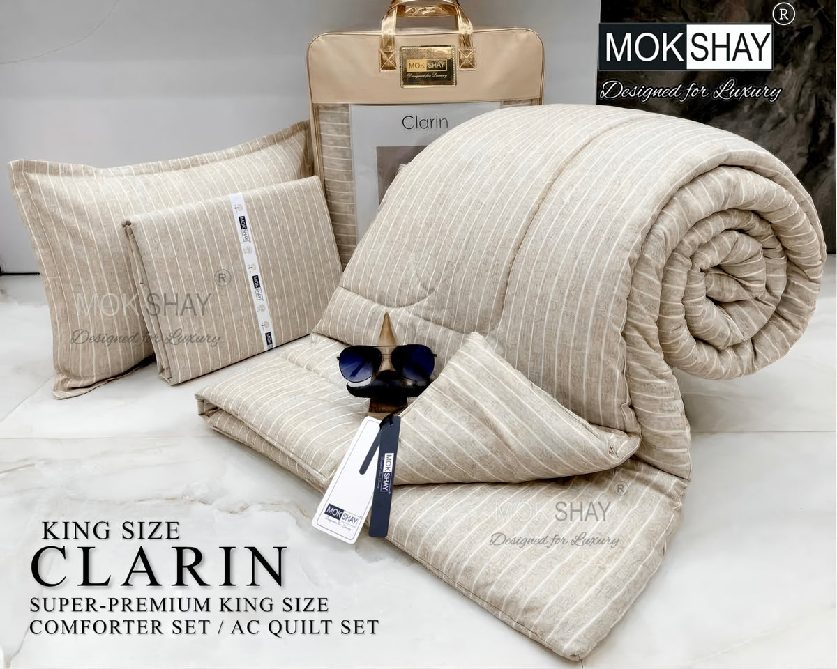 CLARIN • SUPER-PREMIUM KING SIZE CHECK AND FLORAL SERIES   4PIECE COMFORTER SET