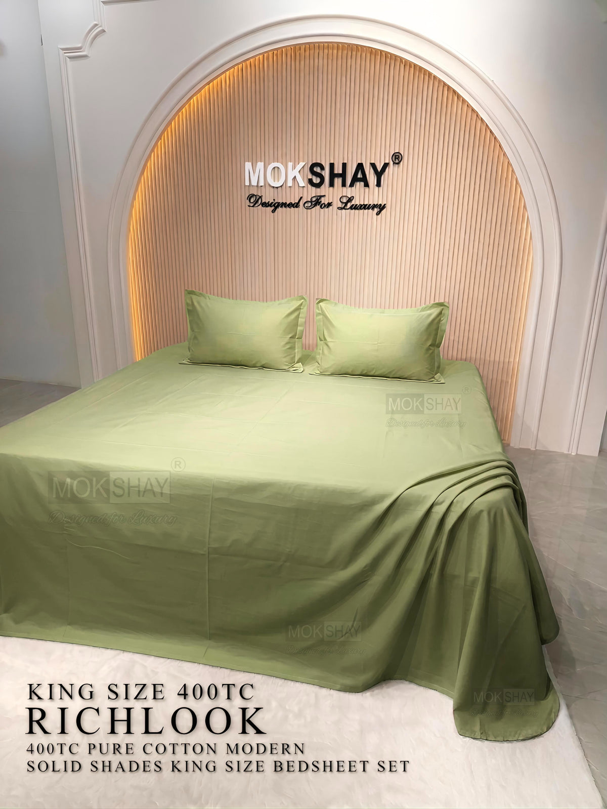 RICHLOOK 400TC KING • PREMIUM EGYPTIAN PURE COTTON 400TC SOLID TONE KING BEDSPREAD