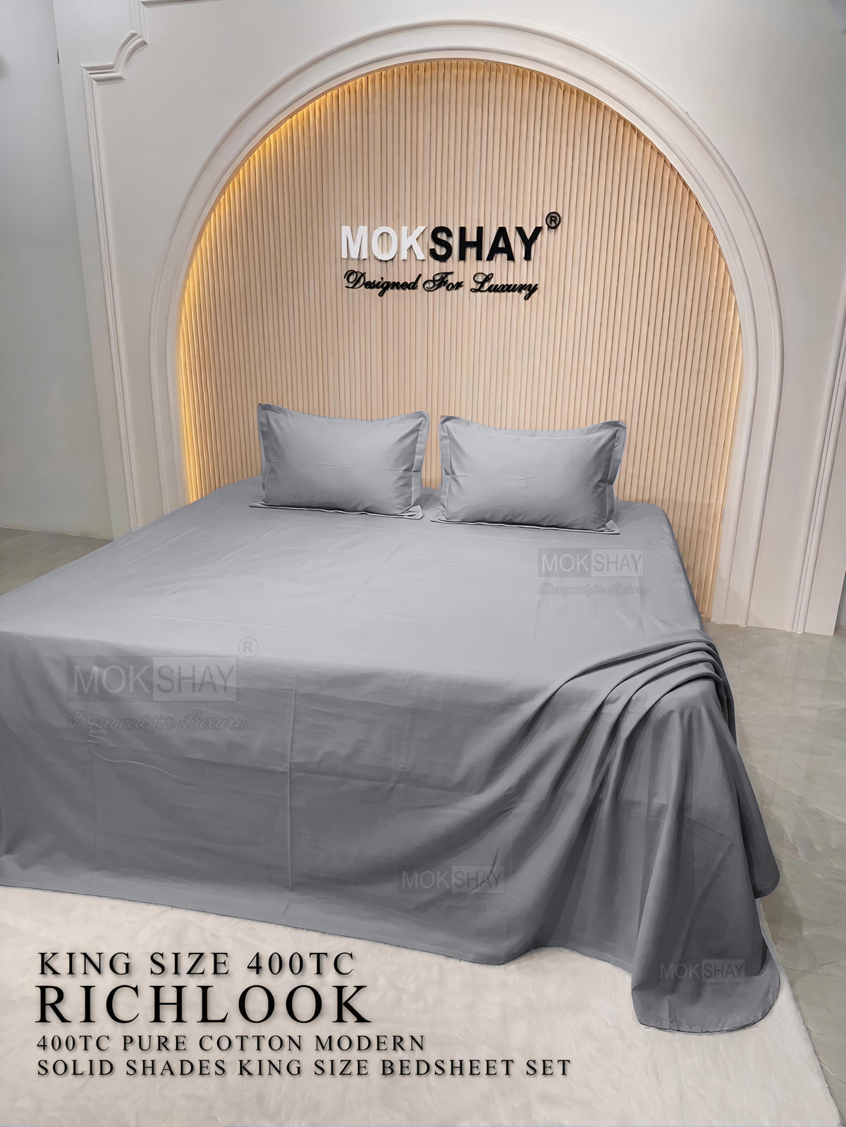 RICHLOOK 400TC KING • PREMIUM EGYPTIAN PURE COTTON 400TC SOLID TONE KING BEDSPREAD