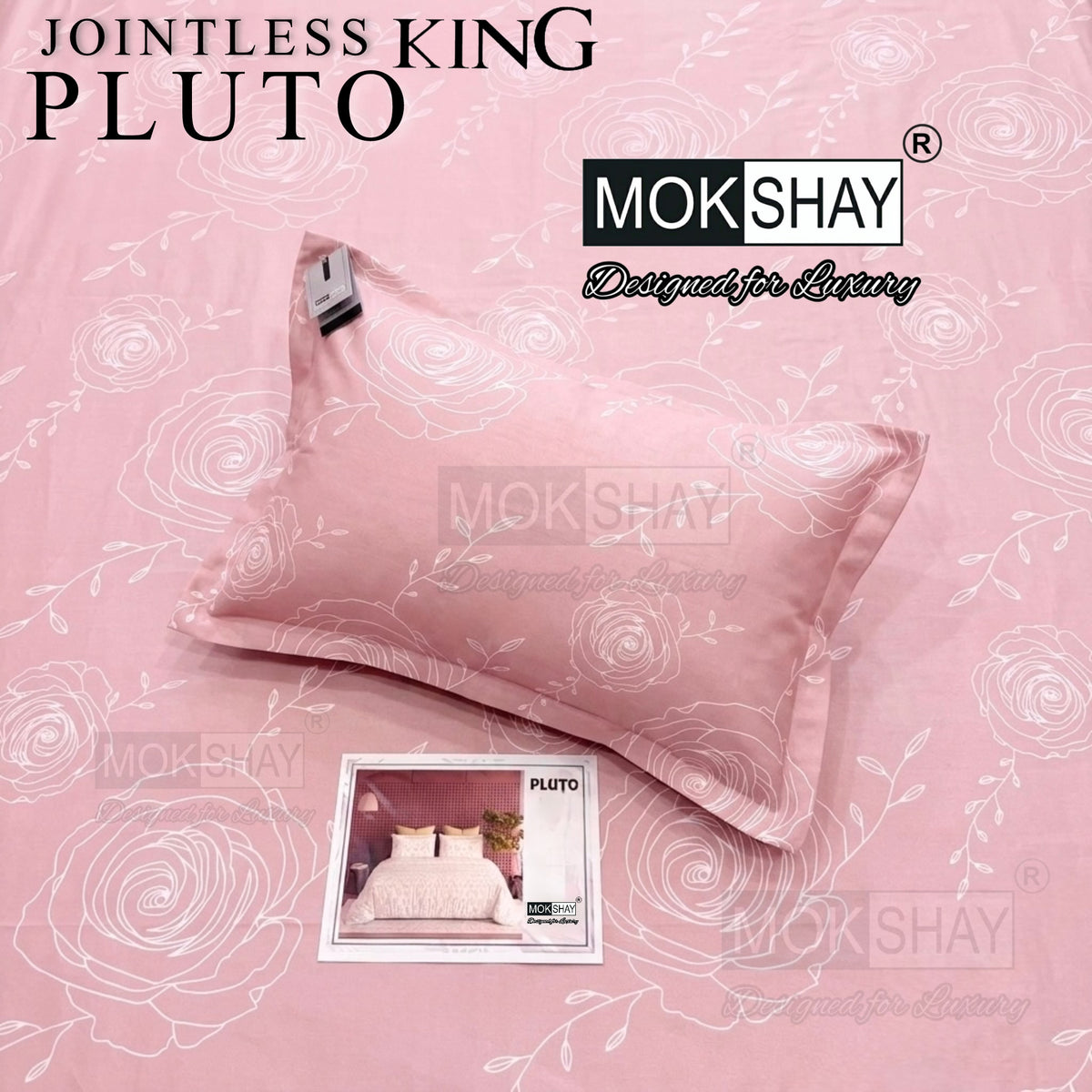 PLUTO •  PREMIUM JOINTLESS KING SIZE BEDSHEET SET { 1+2 }