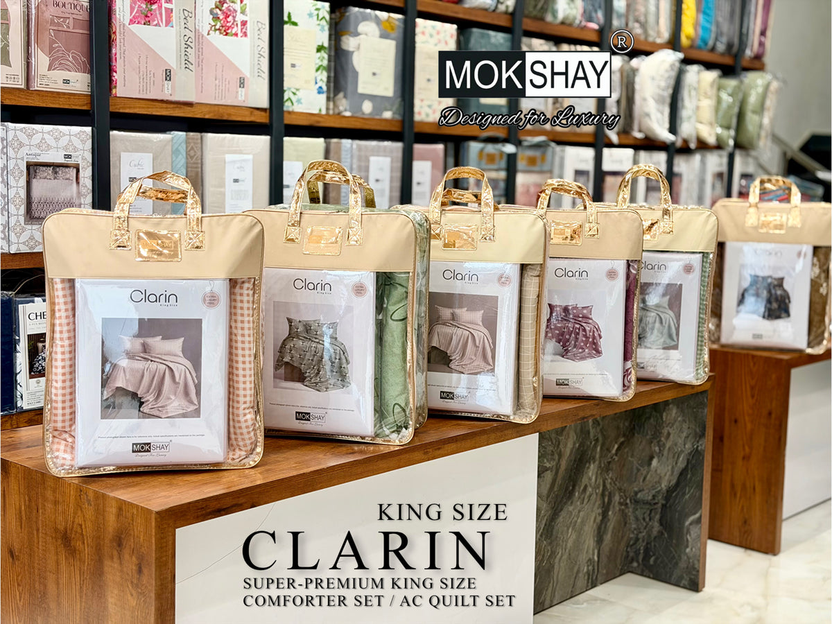 CLARIN • SUPER-PREMIUM KING SIZE CHECK AND FLORAL SERIES   4PIECE COMFORTER SET