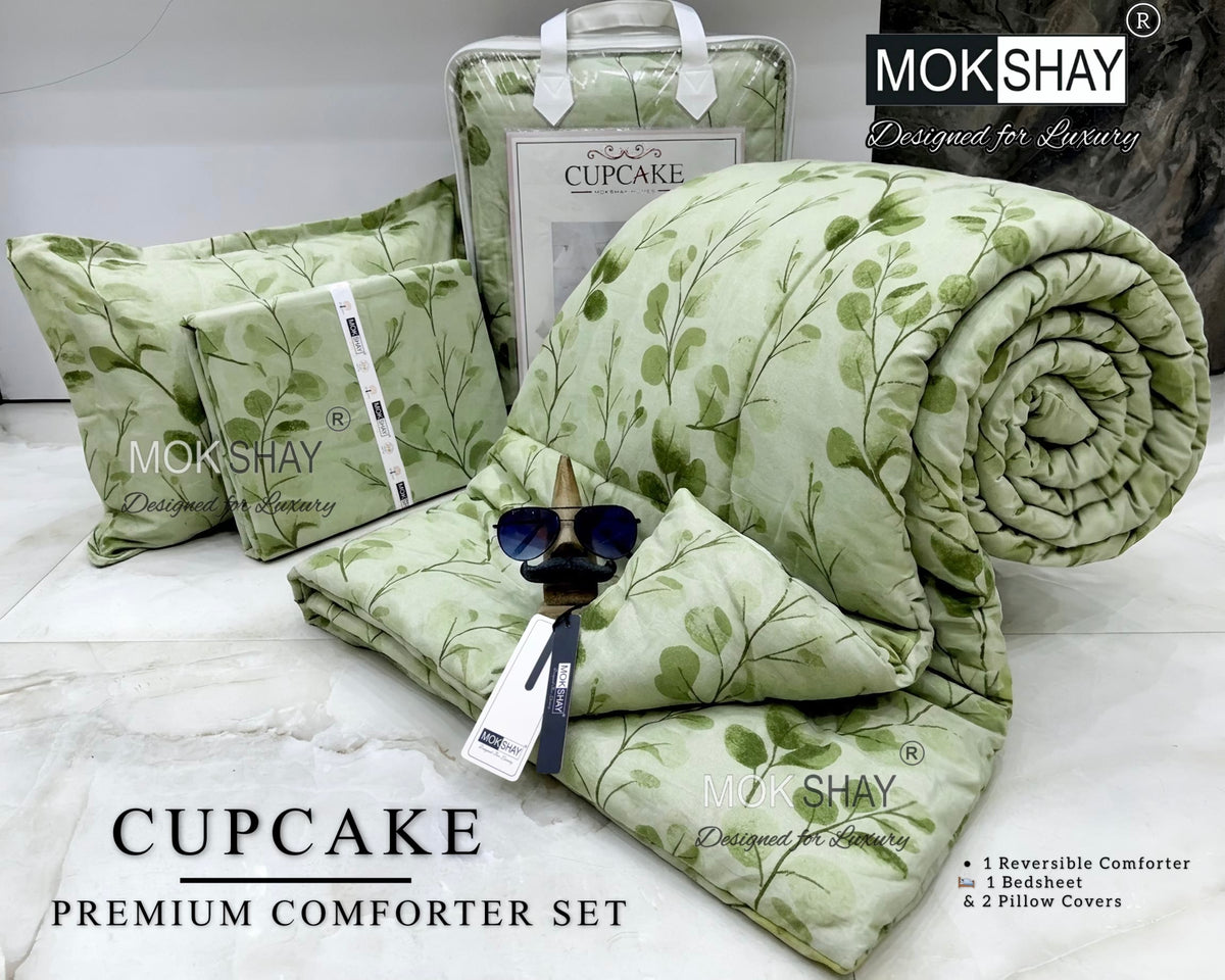 CUPCAKE• PREMIUM DOUBLE BED REVERSIBLE 4PIECES COMFORTER SET { 1+2+1 }