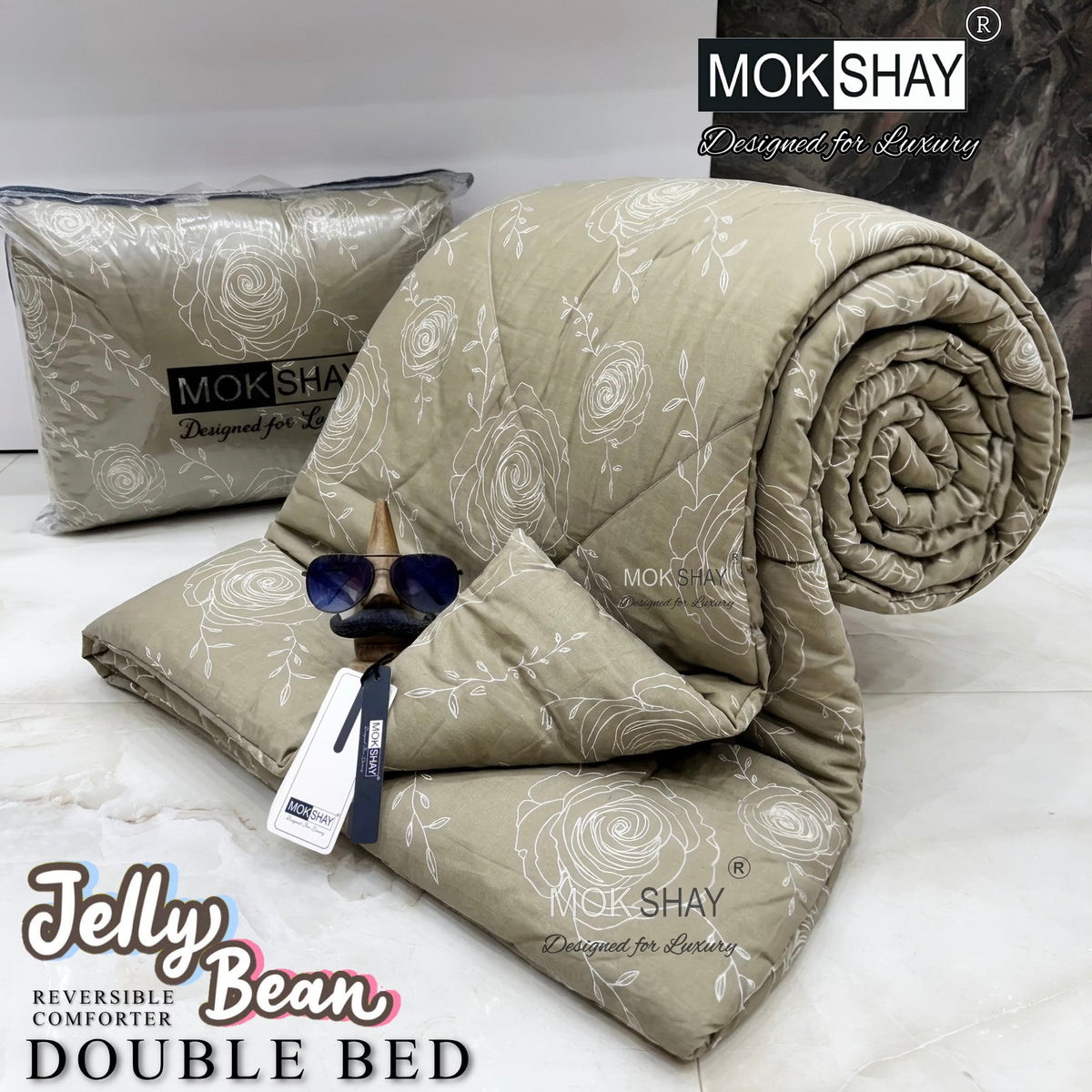 JELLYBEAN • PREMIUM DOUBLE BED REVERSIBLE PURE FIBRE FILLED COMFORTER