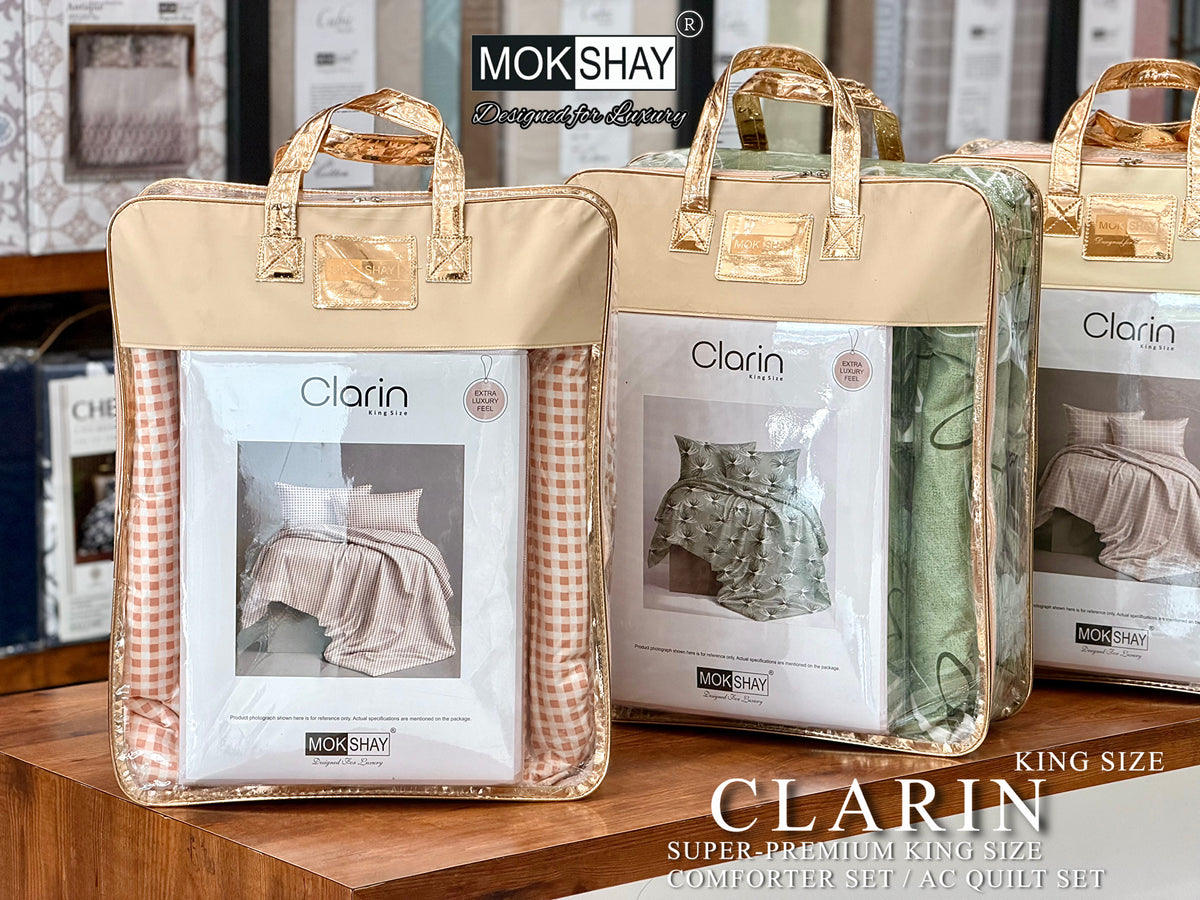 CLARIN • SUPER-PREMIUM KING SIZE CHECK AND FLORAL SERIES   4PIECE COMFORTER SET