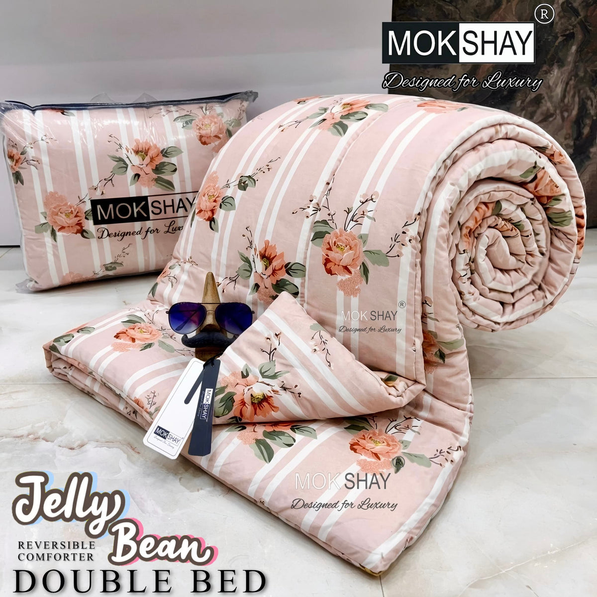 JELLYBEAN • PREMIUM DOUBLE BED REVERSIBLE PURE FIBRE FILLED COMFORTER