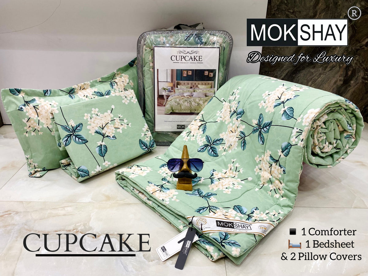 CUPCAKE• PREMIUM DOUBLE BED REVERSIBLE 4PIECES COMFORTER SET { 1+2+1 }