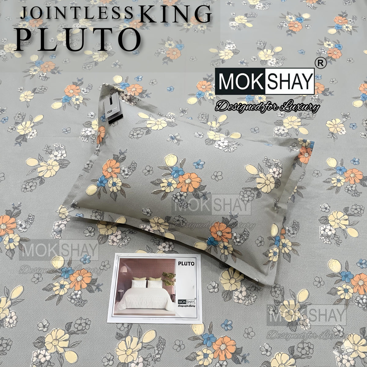PLUTO •  PREMIUM JOINTLESS KING SIZE BEDSHEET SET { 1+2 }