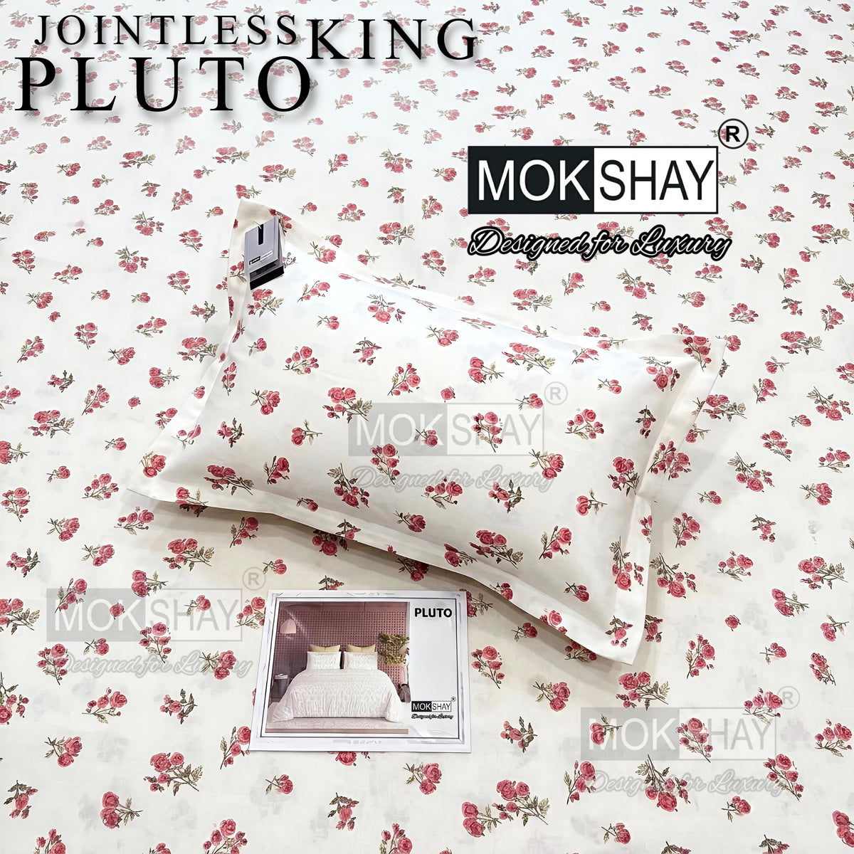 PLUTO •  PREMIUM JOINTLESS KING SIZE BEDSHEET SET { 1+2 }