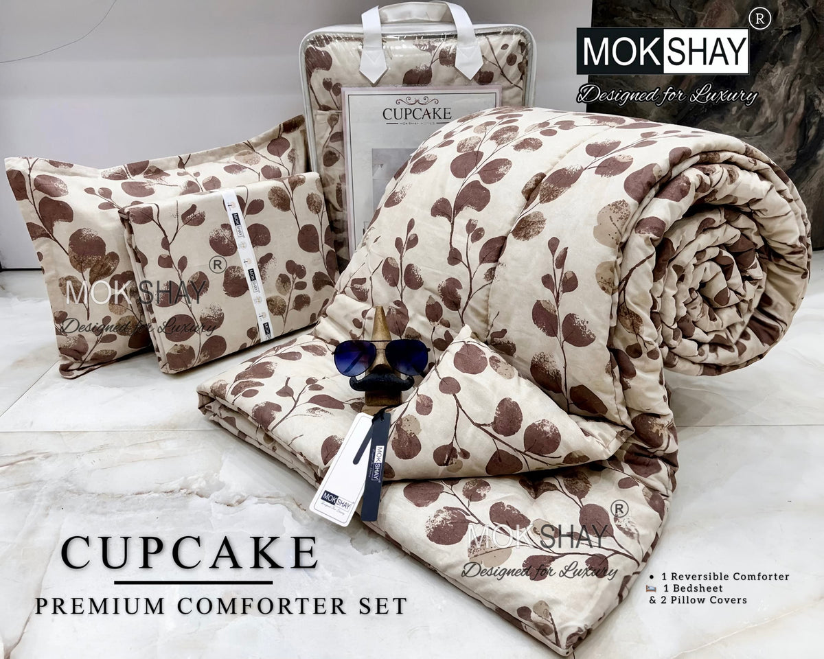 CUPCAKE• PREMIUM DOUBLE BED REVERSIBLE 4PIECES COMFORTER SET { 1+2+1 }