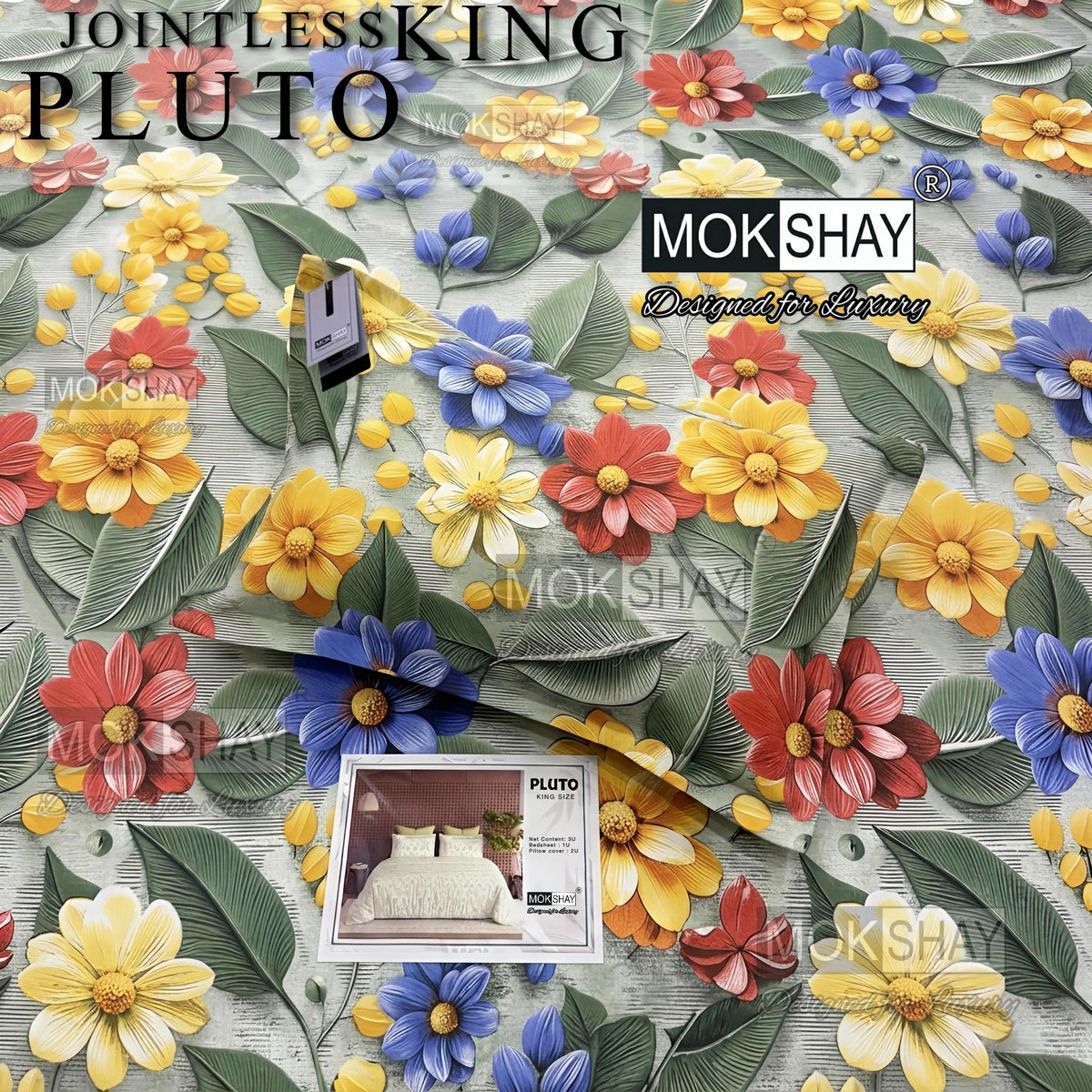 PLUTO •  PREMIUM JOINTLESS KING SIZE BEDSHEET SET { 1+2 }
