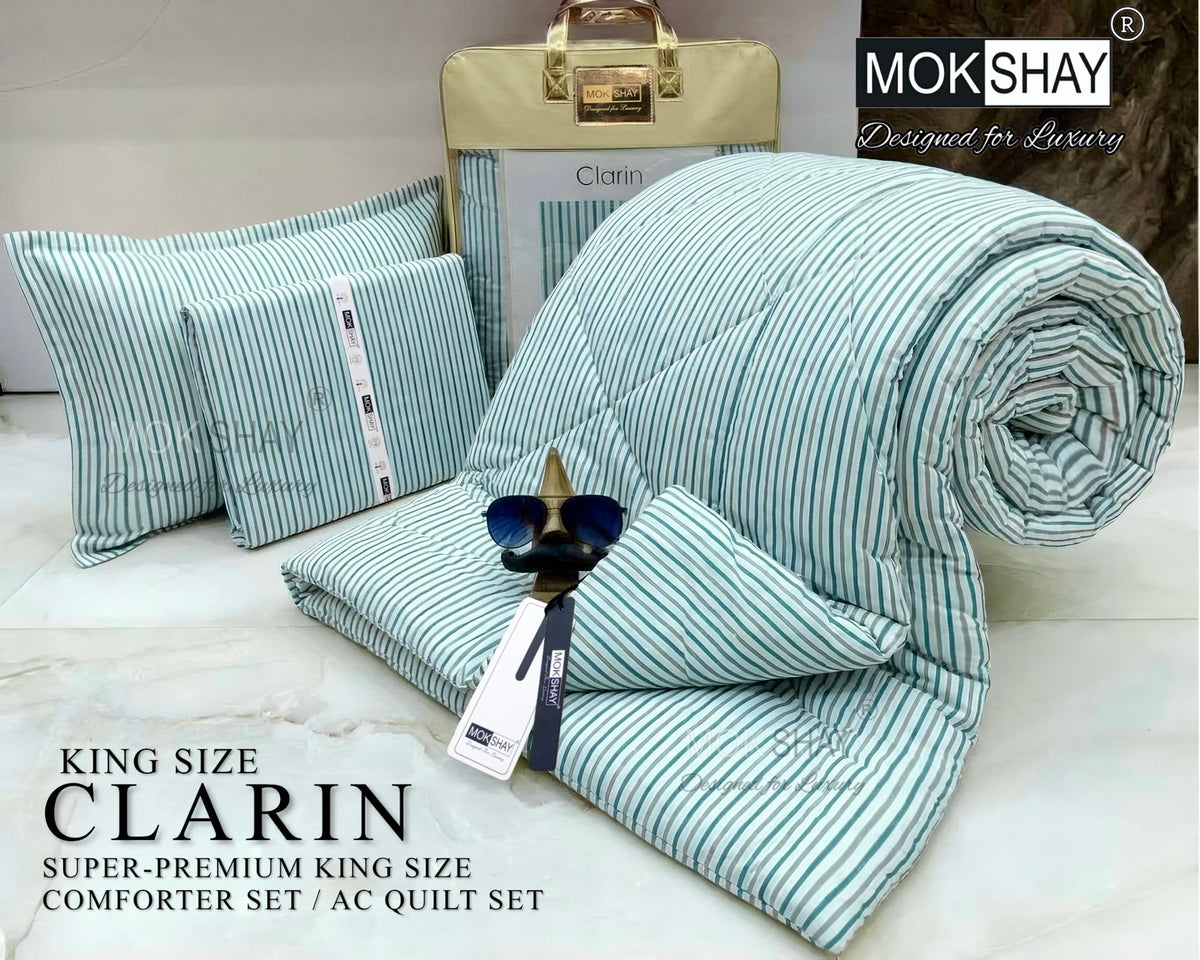 CLARIN • SUPER-PREMIUM KING SIZE CHECK AND FLORAL SERIES   4PIECE COMFORTER SET