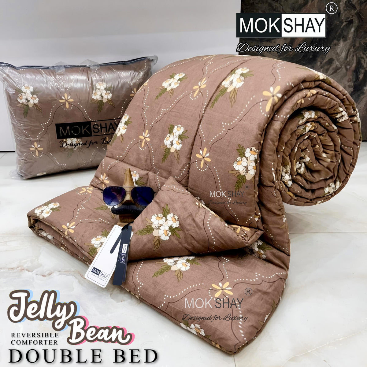 JELLYBEAN • PREMIUM DOUBLE BED REVERSIBLE PURE FIBRE FILLED COMFORTER